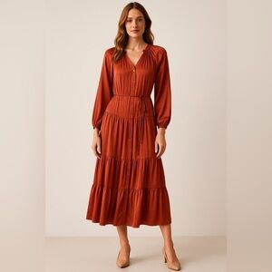 Cleobella Satin Tiered Maxi Dress